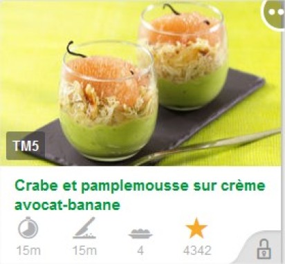 Crabe et pamplemousse sur crème avocat-banane - Copie